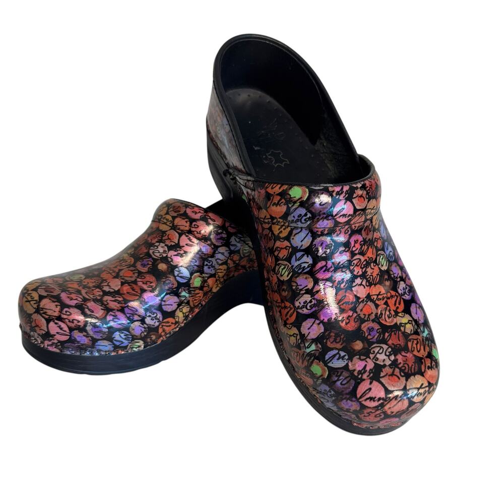Dansko Professional Clogs Multicolor Scribble Print Size 39 (US 8.5-9)